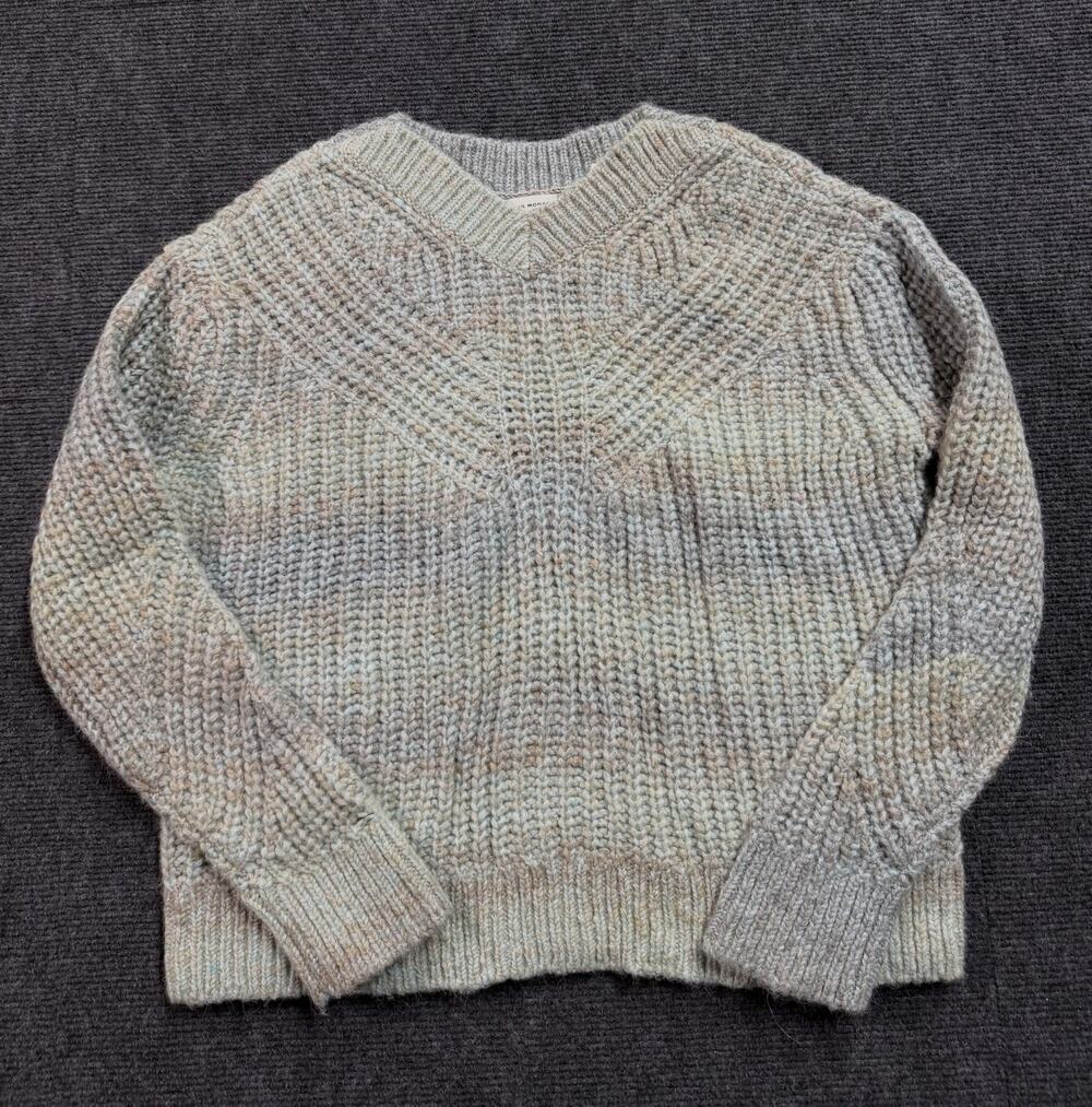 Club Monaco Watercolor Italian Yarn Chunky Knit V-Neck Sweater Women’s Size XS